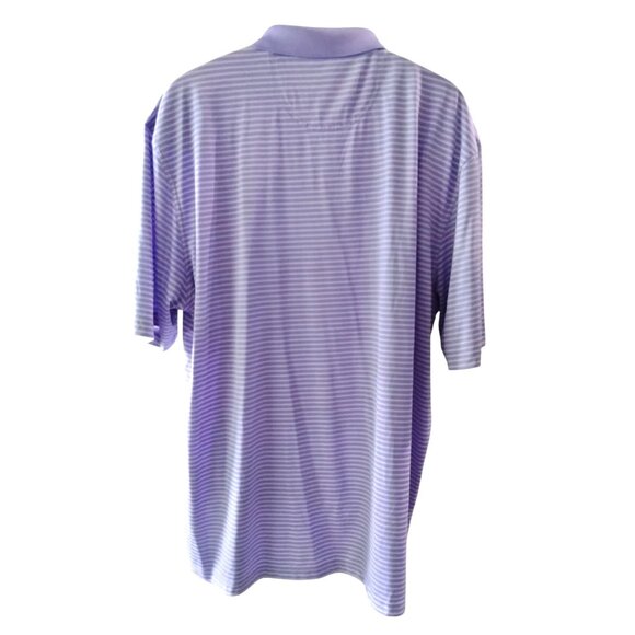 Greg Norman Play Dry Mens Polo Shirt XXL Purple Striped Short Sleeve Shark Logo - Picture 7 of 7